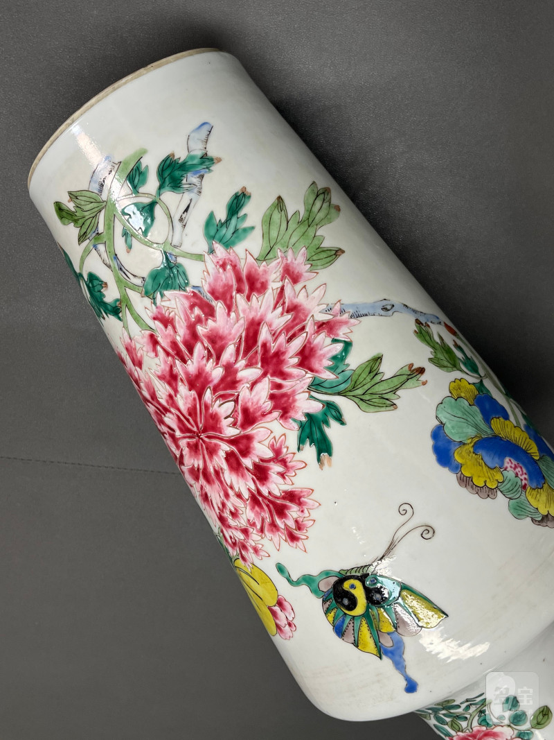 清雍正 粉彩花鸟图棒槌瓶 - 图11